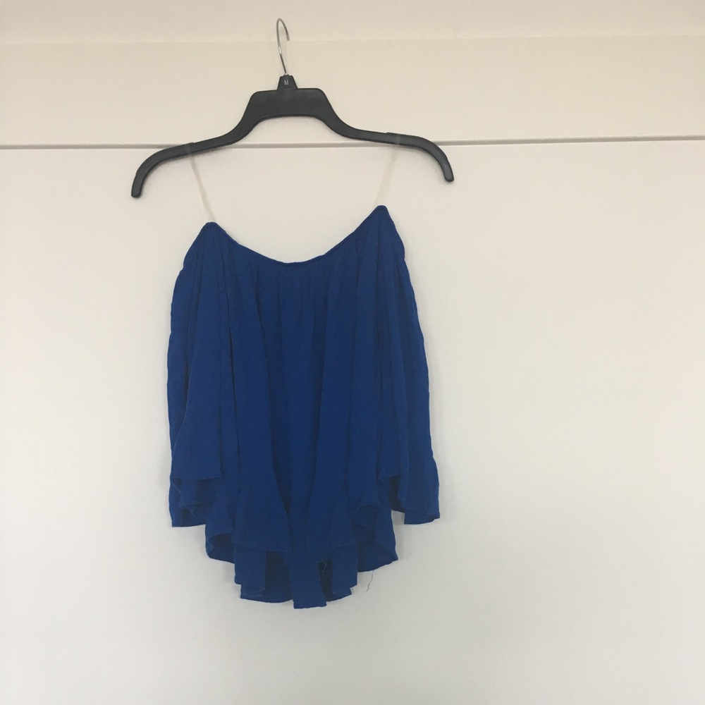 Blue strapless long sleeve